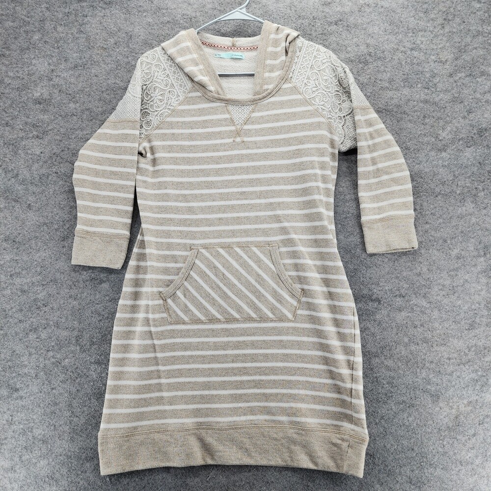 Maurices Dress Womens Extra Large Hooded Short Sleeve Beige Striped